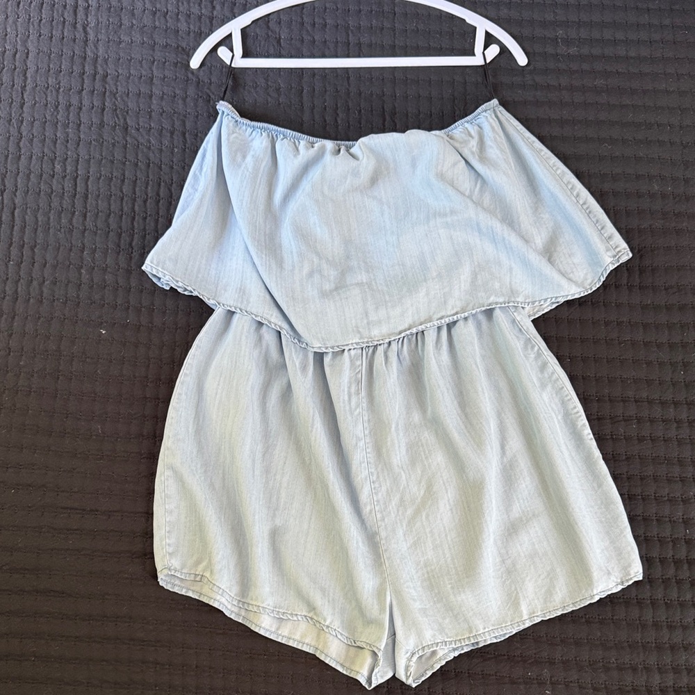 Bishop + Young Light Blue Strapless Romper